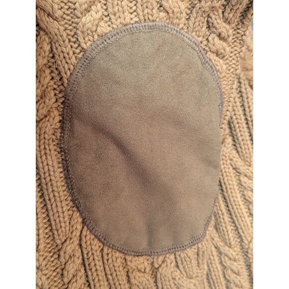 Cabela's Mens XL Cable Fisherman Knit Sweater Toggle Buttons Elbow‎ Patchs Heavy - Picture 9 of 11